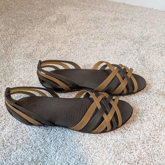 Crocs Huarache Mini Wedge. Sz 10. Espresso & Bronze. - Picture 3 of 6
